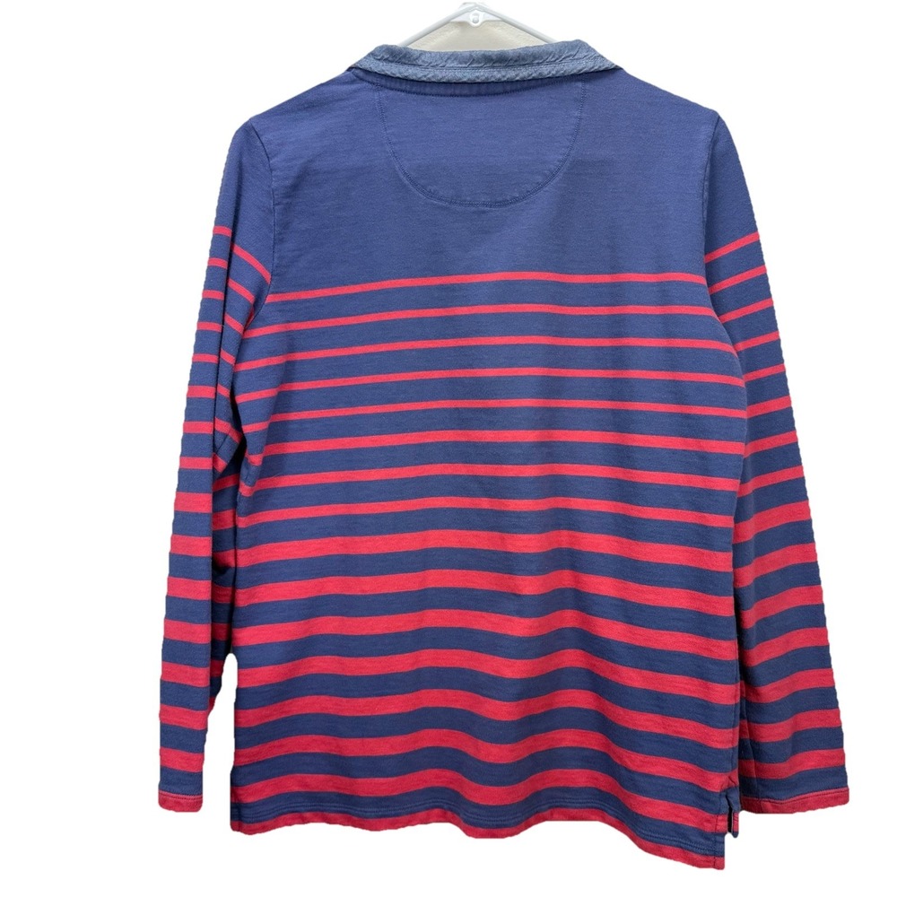 LL Bean Blue Red Striped Long Sleeve Cotton Rugby Pullover‎ Size MEDIUM - Picture 8 of 12